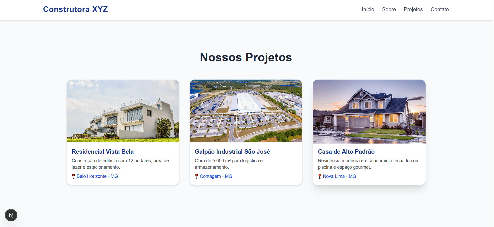 Imagem 2 do projeto Site Institucional para Construtora de Engenharia Civil